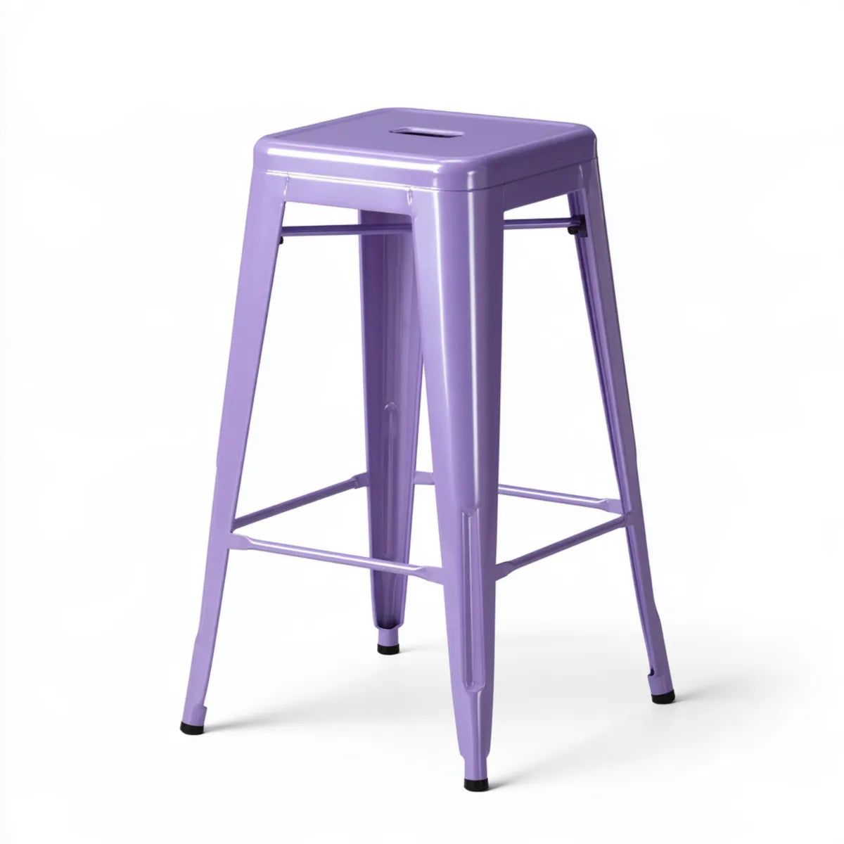 Purple Powder-Coated Steel Backless Bar Stool, 44 x 44 x 76 cm