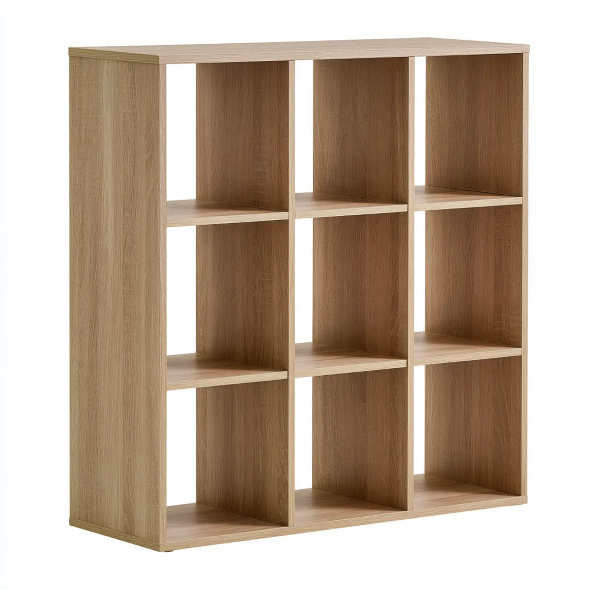 9-Cube Storage Organizer Bookcase, 35.4 x 11.8 x 35.4 in, Light Oak MDF