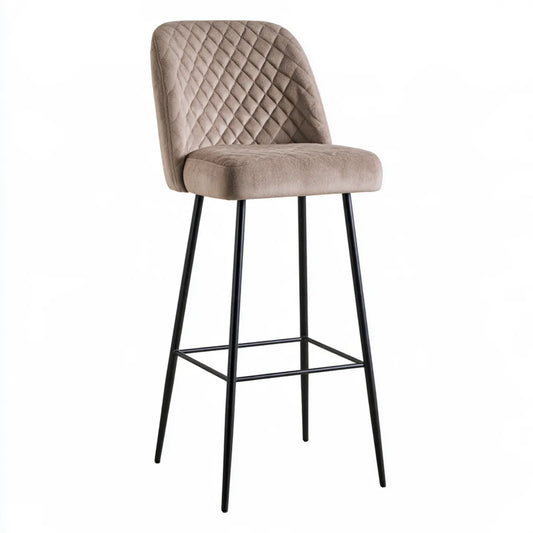 Taupe Polyester Velvet Upholstered Steel Bar Stool, 18.9 x 20.5 x 41.3 in, 29.5 in Seat Height