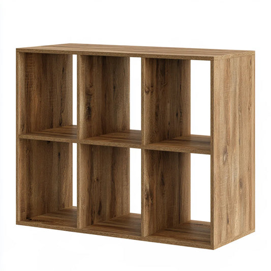 6-Cube Storage Organizer Bookcase, 31.5 x 11.6 x 31.5 in, Brown Particleboard Rectangular Shelf
