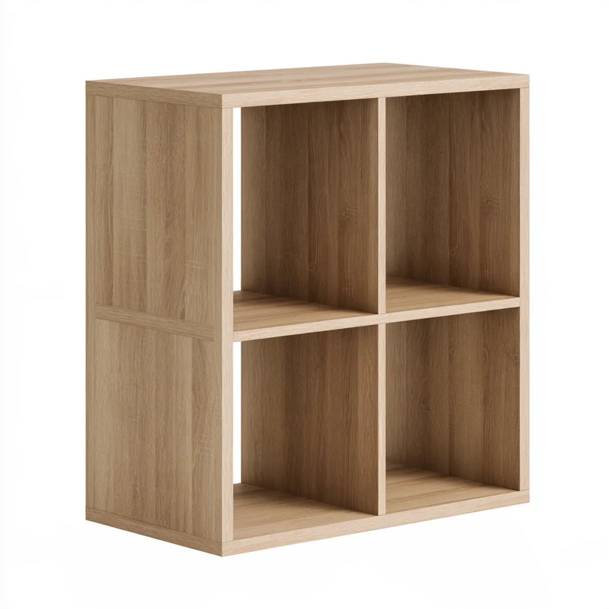 4-Cube Storage Shelf, 23.6 x 11.8 x 23.6 in, Natural Oak Engineered Wood Organizer