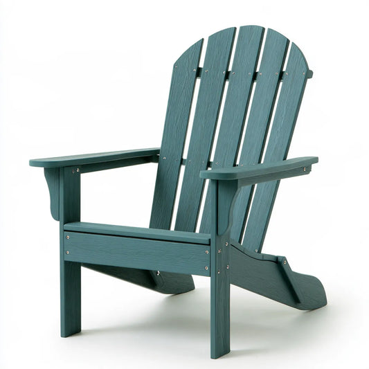 Dark Teal HDPE Adirondack Patio Armchair, 31.5 x 35.4 x 38.6 in