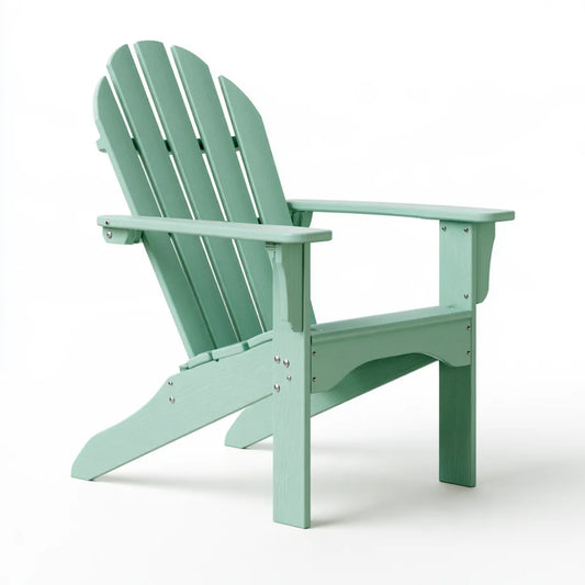 Adirondack Outdoor Armchair, 30.7 x 34.6 x 37.8 in, Mint Green HDPE Plastic Fan Back